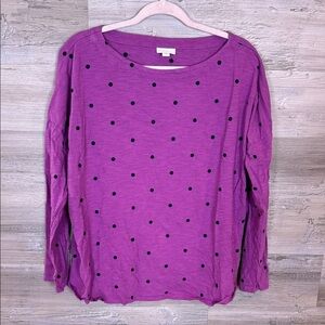 J. Jill Magenta and Polka Dot Relaxed Boat-Neck Long Sleeve